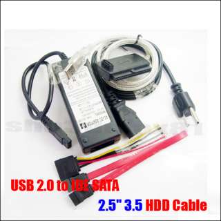 USB 2.0 to IDE SATA 2.5 3.5 Hard Drive Converter Adapter Cable  