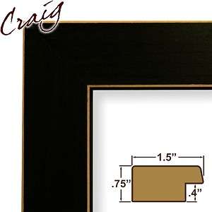 Picture Frame Country Black Shaker 1.5 Wide Complete New Wood Frame 