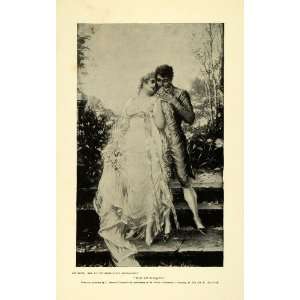  1895 Print Bride Bridegroom Lovers Romance Victorian Wedding 