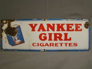 RARE Antique YANKEE GIRL Cigarettes PORCELAIN ENAMEL Painted 