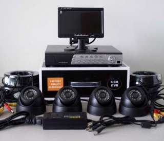 4CH CCTV Surveillance H.264 DVR+4 Dome Cams+7 TFT LCD Monitor 