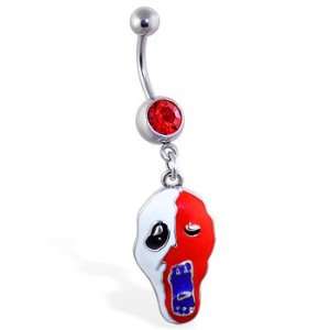 Belly ring with dangling scary masked face Jewelry