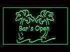 170051G LED Sign Bar is Open Palm Tree Pub Beer NEW KOU17