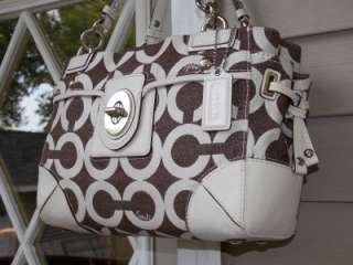 MINT AUTH Coach Peyton Expresso Brown OP ART SIG Canvas Carryall 