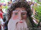   Mache RED Antique German Style Santa w/ Sash of Bells & Feather Tree