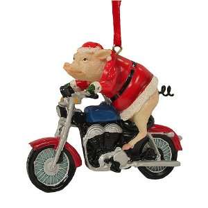 Pig In Santa Suit On Motorcycle Christmas Ornament #W3839 