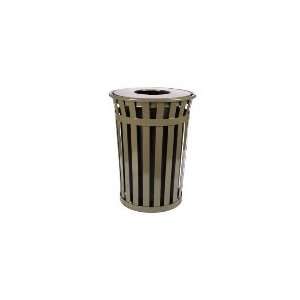   Outdoor Flat Bar Trash Can w/ Flat Top Lid, Brown: Home & Kitchen