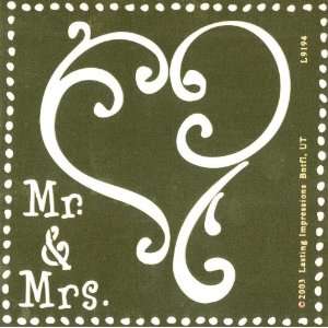  Brass 4x6 Embossing Template Mr & Mrs With Heart 