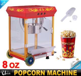 New 8OZ Red Popcorn Machine Maker Popper Cart Commercial Tabletop Bar 