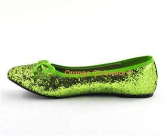 PLEASER Star 16G Womens Lime Green Glitter Flats Shoes  