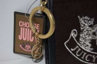 NEW~ JUICY COUTURE Black Heritage Crest KEY CHAIN Mini Wallet Coin 