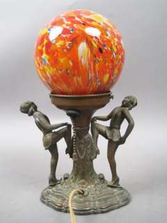   Art Deco Czechoslovakian Art Glass Dancing Girl Boudoir Lamp  