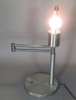   1960s Brushed Aluminum Modernist Table Lamp Retro Mid Century  