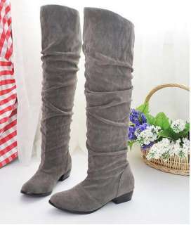   Faux Suede Knee High Flat Heels Boots US Size 5 6 7 8 9 C206  