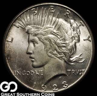 1923 S Peace Silver Dollar SOLID GEM BU+++ ** BEAUTIFUL BETTER DATE 