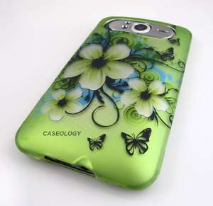 GREEN FLOWERS HARD CASE PHONE COVER HTC HD 7 HD 7S  