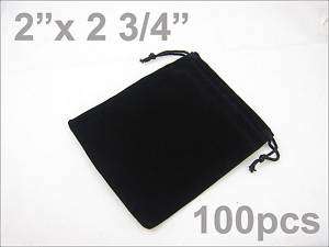 WHOLESALE LOT OF BLACK VELVET JEWELRY POUCHES 2x2.75in  