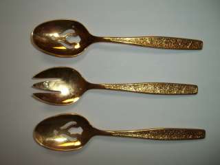 Rogers Cutlery Co. IS Salad Fork & 2 Large Serving Spoons Golden 