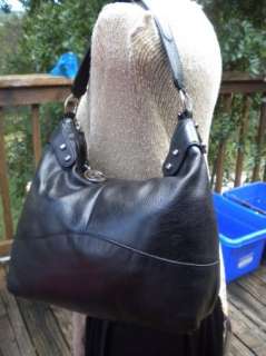 Etienne Aigner Black Soft Pebbled Leather Hobo Bag Purse  