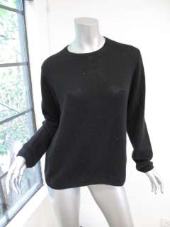 Prada Black Cashmere Long Sleeve Scoop Neck Cashmere Sweater 46  