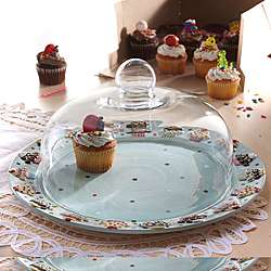 American Atelier Confections 13.5 inch Cake Plate with Glass Dome 
