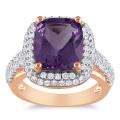Pink Silver 6ct TGW Amethyst and Created White Sapphire Ring