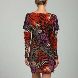 Tiana B. Womens Drape Sleeve Animal Print Dress  