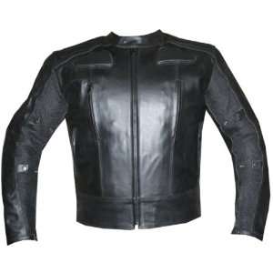  PADDED VENTED LEATHER ARMOR MOTORCYCLE JACKET BLACK XL 
