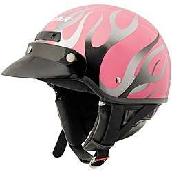 Raider Deluxe Pink n Flame Half Helmet  