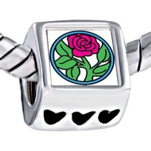  Love Rose Engraved Heart Beads Fits Pandora Charm Bracelet 