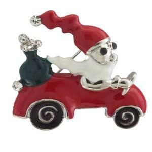   Christmas Silver Tone In Car Rhinestone Brooches Pin: Pugster: Jewelry