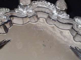 Large Silverplate Butlers Footed Handled Serving Tray  