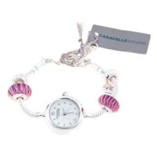 Caravelle by Bulova 43L140 Ladies Bead Charm Bracelet Watch  