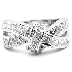 Sterling Silver Cubic Zirconia Bow Ring  Overstock
