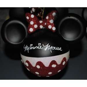 Disney Minnie Mouse Mickey Ear Christmas Glass Ornament:  
