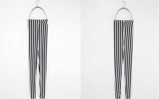 Black and White Vertical Stripe Pants Leggings Cotton  