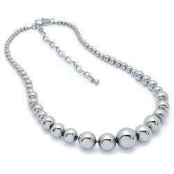 Stainless Steel High Polish Graduated Bead Necklace  