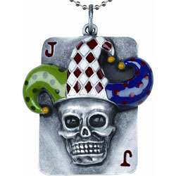 Pewter Joker Skull Dog Tag Necklace  Overstock