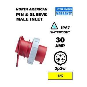   Sleeve Inlet 30 Amp 125 Volt 2P 3W NA Rated   Yellow