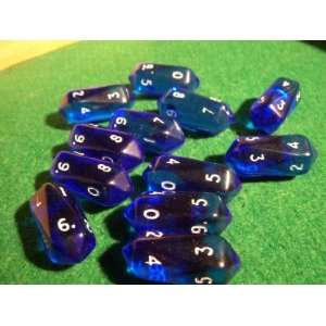   Cheap Transparent Crystal Shaped Blue 10 Sided D10 Dice: Toys & Games