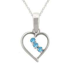 10k Gold December Birthstone Swiss Blue Topaz Heart Designer Necklace 