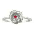 10k Gold July Birthstone Created Ruby Flower Ring