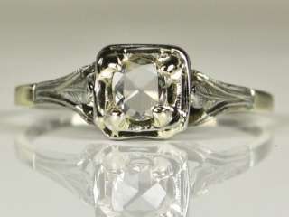   Nouveau 14k Gold 1/3ct F SI Genuine Rose Cut Diamond Engagement Ring