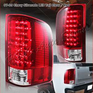 2007 2011 CHEVY SILVERADO 1500 2500 3500 LED RED/CLEAR TAIL LIGHTS 