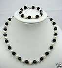 NEW 6 7mm Pearl and Crystal Bead Set, Necklace and Bracelet  