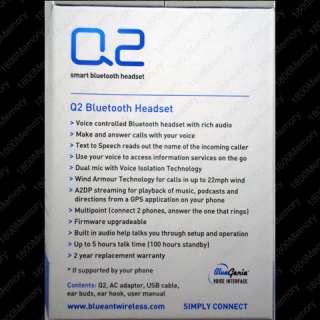 BlueAnt Q2 Platinum Bluetooth Smart Headset with HD Audio Voice Text 