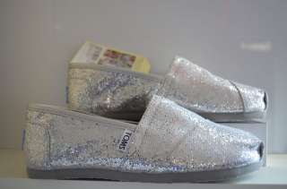Toms Women Classic Silver Glitter Shoes  