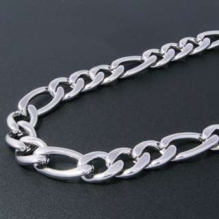 Stainless Steel Figaro Chain Mens Necklace 18 40 17q  