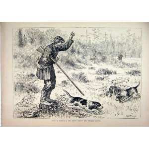  1878 Sport America Jersey Farmer Shooting Rabbits Dog