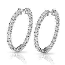14k White Gold 1/2ct TDW Diamond Hoop Earrings (I J, I2 I3 